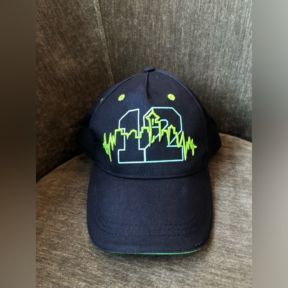 Navy Heartbeat of Seattle Embroidered Adjustable Hat OS
